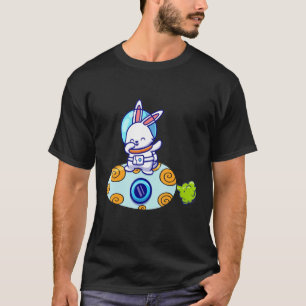 T-shirt Drôle Dabbing Astronaut De Lapin Dans L'Espace