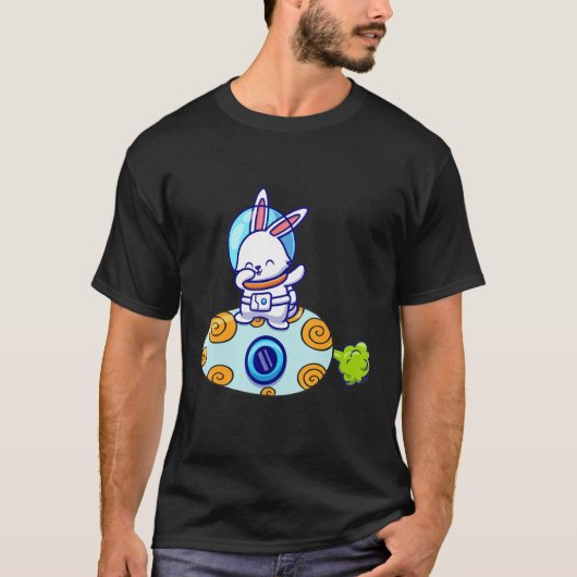 T-shirt Drôle Dabbing Astronaut De Lapin Dans L'Espace (Devant)