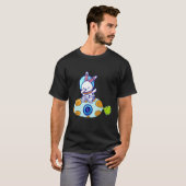 T-shirt Drôle Dabbing Astronaut De Lapin Dans L'Espace (Devant entier)