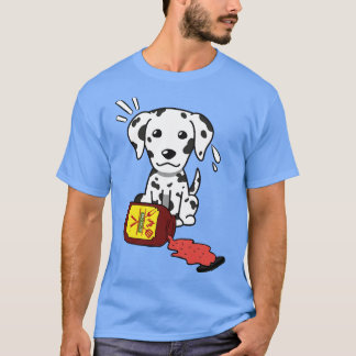 T-shirt Drôle Dalmatien déverse un pot de sauce barbecue