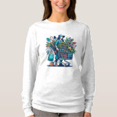 T-shirt Drôle dame avec panier rempli de Plantes (Devant)