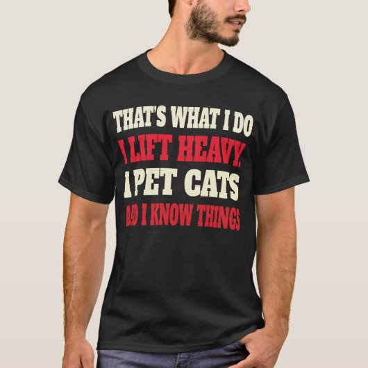 T-shirt drôle d'animal de chat de levage de poids (Devant)