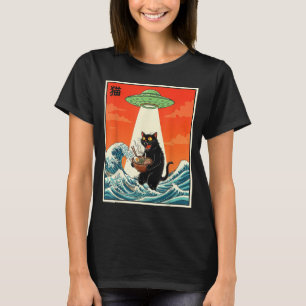T-shirt drôle d'anime japonais Ufo Ramen Chat Homm