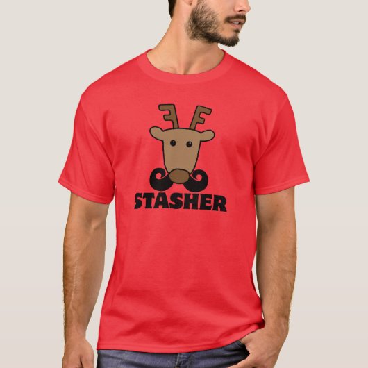T-shirt drôle dash stasher moustache renne (Devant)