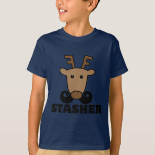 T-shirt drôle dasher empocheur moustache renne