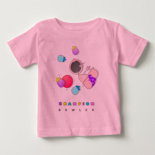 T-shirt drôle de bébé de bowling (Devant)