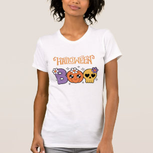 T-shirt Drôle de Boo Halloween blanc et orange
