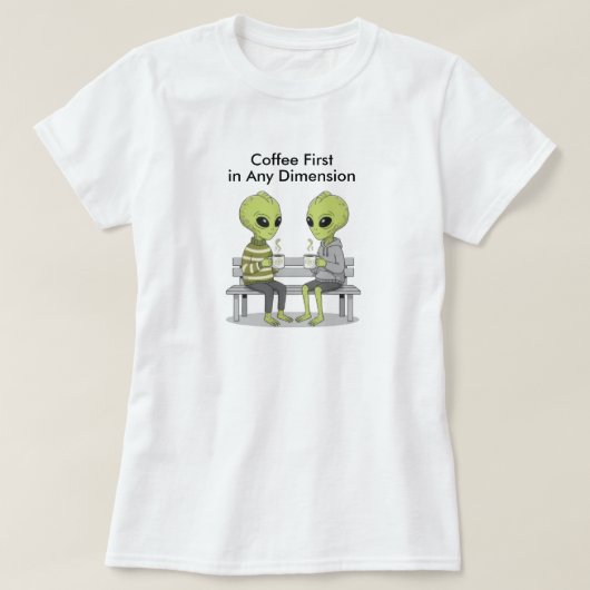 T-shirt Drôle de café et d'aliens (Design devant)