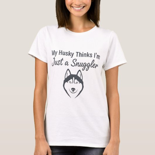 T-shirt drôle de câlin de chien Husky (Devant)