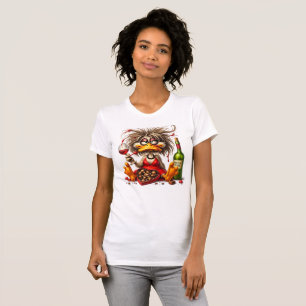 T-shirt drôle de canard grincheux vin et chocolat