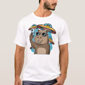 T-shirt drôle de capybara en selfie avec un vaisse (Devant)