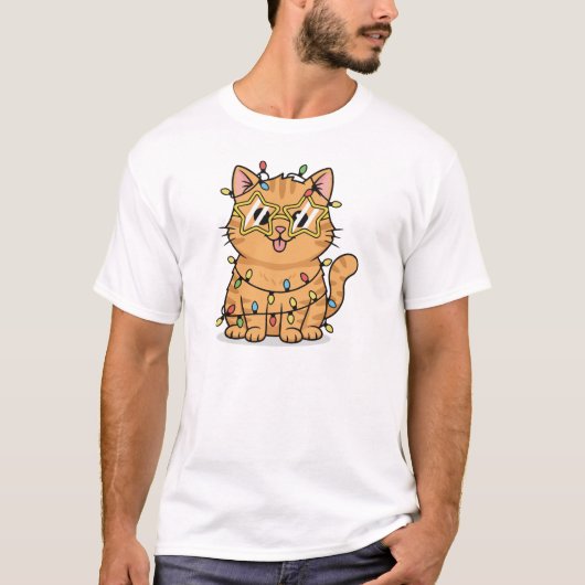 T-shirt drôle de chat de Noël Mode Catmas Activé (Devant)