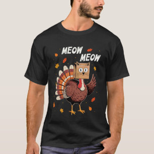 T-shirt Drole de chat de Thanksgiving dinde Meow Thanksgiv