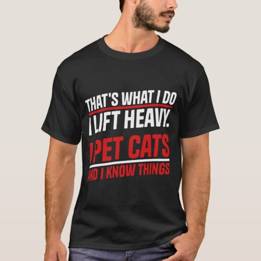 T-shirt drôle de chat d'exercice de gym et d'halté (Devant)