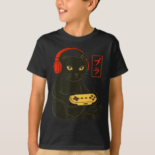 T-shirt Drôle de chat gamer de jeux vidéo pour hommes