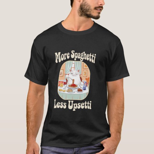 T-shirt Drôle de chat mignon disant plus de spaghetti moin (Devant)