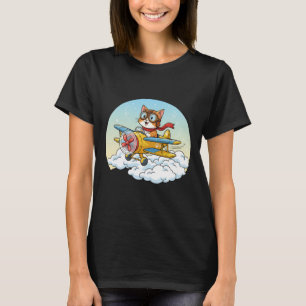 T-shirt drôle de chat pilote d'avion