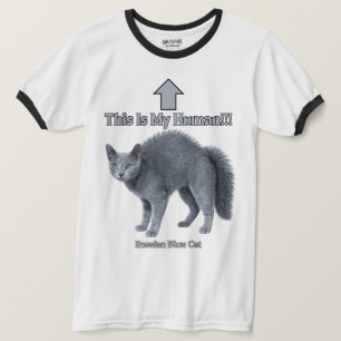 T-shirt Drôle de chat russe bleu – C'est mon humain