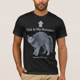 T-shirt Drôle de chat russe bleu – C'est mon humain