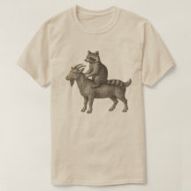 T-shirt drôle de chèvre à cheval sur un raton lave