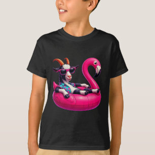 T-shirt Drôle de chèvre d'été rose fête de piscine Hawaïen