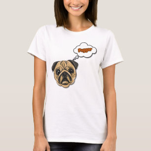 T-shirt drôle de chien carlin avec nuage de pensée