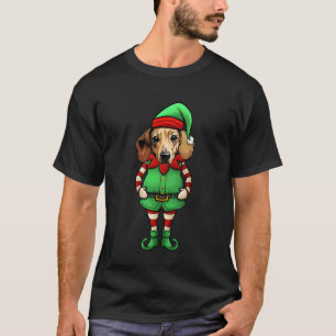 T-shirt Drôle de chien lutin de Noël teckel Doxie