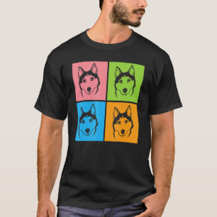T-shirt Drôle de chien Visages de chien Husky