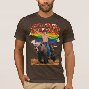 T-shirt Drôle de Cool Sauver un Cheval Monter un Ours Fier