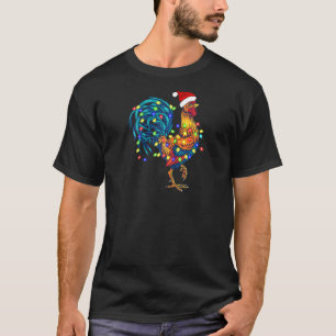 T-shirt Drole de coq poulet lumières de Noël pyjama ferme