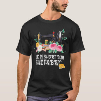 T-shirt Drôle de couture de quilting floral la vie est cou