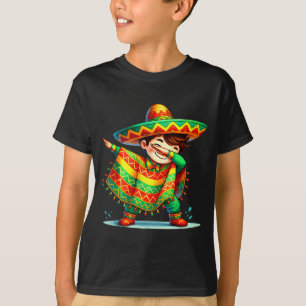 T-shirt Drôle de Dabbing Poncho Mexicain Chapeau Cinco De