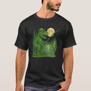 T-shirt Drôle de dinosaure pour la pêche d'hommes Cool pêc
