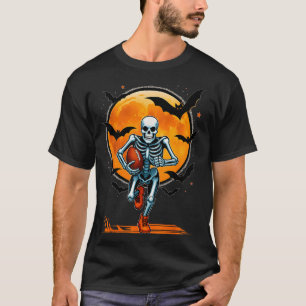 T-shirt Drôle de football américain Skeleton Player Hallow