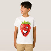 T-shirt drôle de fraise animée (Devant entier)