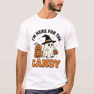 T-shirt Drôle de friandise d'Halloween Fantôme Citrouille