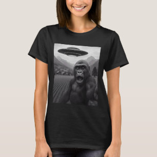 T-shirt Drôle de Gorille Alien UFO Enlèvement Selfie