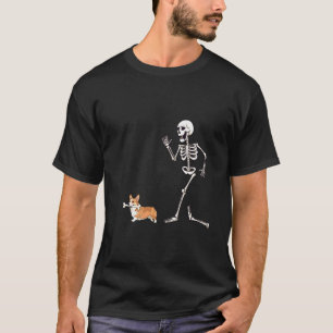 T-shirt Drôle de Halloween Pembroke Welsh Corgi et squelet