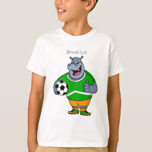 T-shirt Drôle de joueur de football hippo dessin humoristi