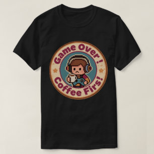 T-shirt Drôle de joueur vintage – Partie terminée_ Café d'