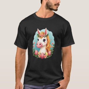 T-shirt Drôle de lapin de Pâques Cavalier Cowgirl Oreilles