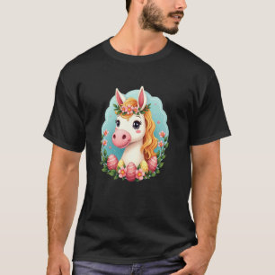 T-shirt Drôle de lapin de Pâques Cavalier Cowgirl Oreilles