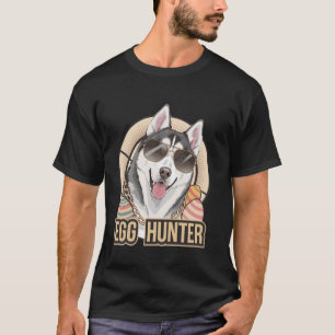 T-shirt Drôle de lapin de Pâques Husky Chasseur d'oeufs Am