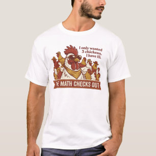 T-shirt Drôle de maths de poulet vérifie la fraîcheur du t