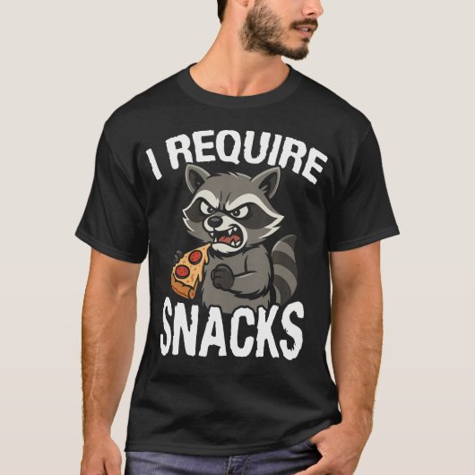 T-shirt drôle de mème d'animal de snacks de racoon (Devant)