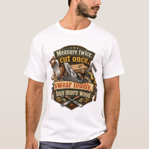 T-shirt drôle de menuiserie Mesure deux fois