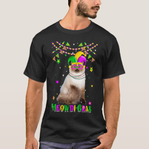 T-shirt Drôle de Meowdi Gras Ragdoll Chat Carnaval de Mard
