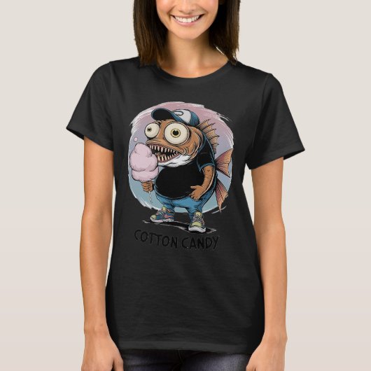 T-shirt Drôle de monstre de poisson mangeant de la barbe à (Devant)