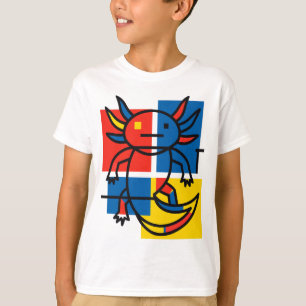 T-shirt Drôle de motif d'art abstrait Axolotl Piet Mondria