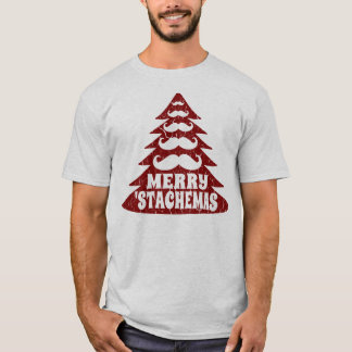 T-shirt drôle de Noël d'arbre de Noël de moustache